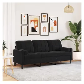 vidaXL 3-Sitzer-Sofa mit Zierkissen Schwarz 180 cm Samt