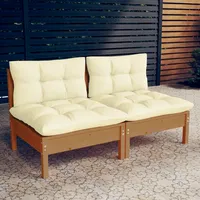 vidaXL 2-Sitzer-Gartensofa mit Creme Kissen Massivholz Kiefer