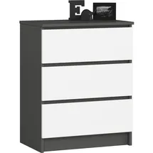 milord furniture Kommode K60 mit 3 Schubladen 60 x 77 x 40 cm Grau/Weiß