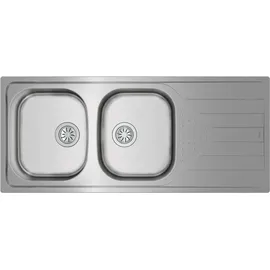 Teka UNIVERSE 80 T-XP 2C 1E, Aufsatzwanne, Rechteckig, Edelstahl, Edelstahl, 2 Becken, Rechteckig - Silber