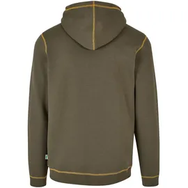 URBAN CLASSICS Organic Contrast Flatlock Stitched Reißverschlusspullover - Olive / Yellow - L