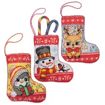 Riolis Kreuzstich Stickpackung "Weihnachtsstrümpfe klein, 3er-Set", Zählmuster, a 11x15cm