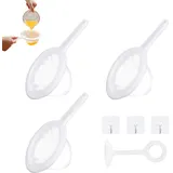 Sieb Filter Nylon Sieb Mit Griff 3 Stück mit 3 Klebehaken und 1 Rührstab Lebensmittel Sieb Filter Haushaltssieb Mesh Feines Sieb für Filterung Von Saft Kaffee Sojamilch