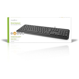 Nedis Kabelgebundenes Keyboard - USB-A - Multimedia - QWERTZ - DE-Layout - Numerische Tastatur Schwarz USB, DE (KBMU200BKDE)