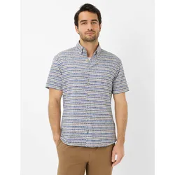 Kurzarmhemd BRAX "Style DAN", Herren, Gr. S, Normalgrößen, beige, 100% Baumwolle, Hemden