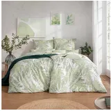Estella Bettwäsche Estella Mako-Satin Bettwäsche 155x220 Belara grün Farn Blätter weiß, Mako-Satin, 2 teilig grün