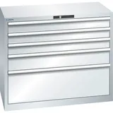 LISTA Schubladenschrank 54x27E, (BxTxH) 1023x572x850mm, 5 Schubladen, 3 x 100 / 1 x 150 / 1 x 300, lichtgrau, RFID Lock