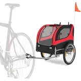 Costway Hundeanhänger Für Fahrrad, Bis 40 Kg, Fahrradanhänger Für Kleine & Mittelgroße Hunde, Klappbarer Hundebuggy Rot