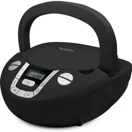 TechniSat Viola CD-1 - tragbarer Stereo CD-Player, Boombox mit praktischem Tragegriff (Radio für Kinder, UKW Radiotuner, Bluetooth-Empfang, 2 x 1 W RMS-Leistung, Netz- und Batteriebetrieb) schwarz