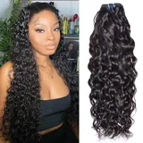 Water Wave Human Hair Bundles Menschliches Haar Brasilianisches Echthaar Tressen Locken Long Curly Bundles Human Hair Natürliche Schwarze Farbe Single Weave Bundle 100g 22 Inch