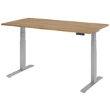 HAMMERBACHER XDKB16 elektrisch höhenverstellbarer Schreibtisch nussbaum rechteckig, C-Fuß-Gestell silber 160,0 x 80,0 cm