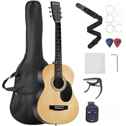 VEVOR Dreadnought Akustik Gitarre 914,4mm Anfängerpaket mit Gigbag Natur