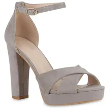 Stiefelparadies Damen High Heels in Grau Velours