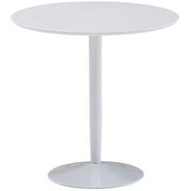 KADIMA DESIGN Moderner Hochglanz Esstisch für 2 Personen, Trompetenförmiges Standbein, Weiß, 75x75x74 cm
