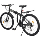 UESUENYENS 26 Zoll Mountainbike, Front and Rear Mechanical Disc Brakes, 21 Gang-Schaltung, Vollfederung, MTB Folded Bike für Jungen, Mädchen, Damen & Herren (Schwarz Silber)