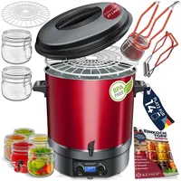 KESSER Heißgetränke- und Glühweinautomat Einkochautomat Edelstahl Heißgetränkeautomat 30-100°C Glühweinkessel, Glühweinkocher Dauerbetrieb & Abschaltautomatik inkl Zange & 2 Gläsern rot