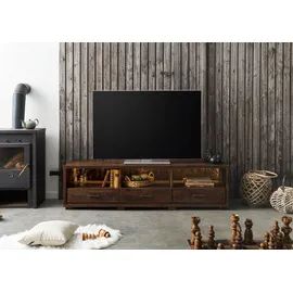Massivmoebel24 Bark TV-Board 175x40x47 cm Dunkelbraun Holz