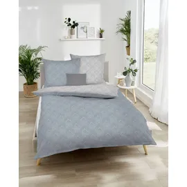 KAEPPEL La Ville Wendebettwäsche Blau 155 x 220 cm + 2 x 80 x 80 cm