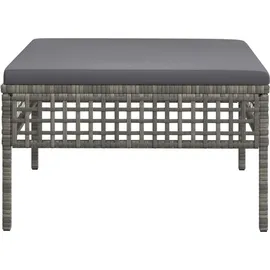 vidaXL Gartenhocker mit Kissen Grau Poly Rattan
