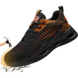Sicherheitsschuhe Damen Herren Arbeitsschuhe Stahlkappenschuhe Durchtrittsicher Atmungsaktiv Safety Shoes Unisex Orange 37 EU - 37 EU
