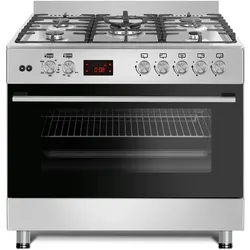 Gasline GAG90PINEX Gas-Standherd 90cm Elektro&Gas Backofen Umluft Drehspieß Erdgas 20mBar LPG 50mBar