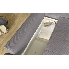 bobb Eckcouch Cordstoff 2-Sitzer Grau