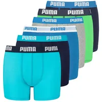 Puma Jungen Boxer Shorts, 6er Pack - Basic Boxer ECOM, Cotton Stretch, Everyday Blau/Grau/Schwarz 152