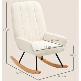 Homcom Schaukelstuhl mit Sherpa-Vlies 95 x 97 x 63 cm Cremeweiß