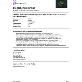 DFRobot Breakout Board für Raspberry Pi Pico, Gravity, 2x I2C, 2x UART, 2x SPI, 3x analoge IOs