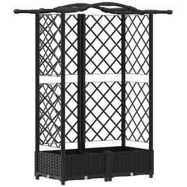 vidaXL Hochbeet mit Rankgitter und Dach 124 x 40 x 126 cm Schwarz
