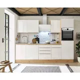 Respekta Küchenzeile mit Geräten B: 280 cm Weiß/Eiche Dekor