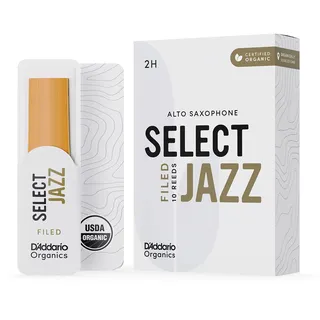 d’addario woodwinds D'Addario Organisch Select Jazz Filed Alto Saxophon-Stimmzungen - Saxophonrohre - 2 Hart, 10 Packung