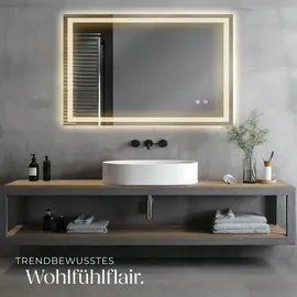 Tectake LED-Badezimmerspiegel Clara, dimmbar, mit 3 Lichtfarben - 60 x 100 cm