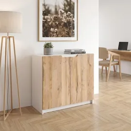 Vladon Logan 82 x 78 x 37 cm Weiß matt / Eiche Natur