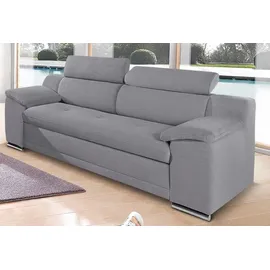 sit&more 3-Sitzer SIT & MORE "Andiamo", grau, B:200cm H:93cm T:95cm, Struktur ( 100% Polyester);Kunstleder SOFTLUX;Luxus-Microfaser ALTARA NUBUCK (100% Polyester), Sofas, inklusive Kopfteilverstellung