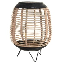 DKD Home Decor Kerzenhalter aus Glas, schwarz, Metall, Bambusbraun (32 x 32 x 43 cm) (Referenz: S3026349)