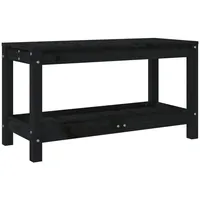 Furnicato Gartenbank Schwarz 82,5x35x45 cm Massivholz Kiefer