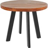 Esszimmertisch rund 120 cm Akazienholz nussbaumfarben schwarz SOPHIA - Braun