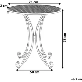 Beliani Gartentisch Grau Metall Rund Balkon Terrasse Garten Romantisch