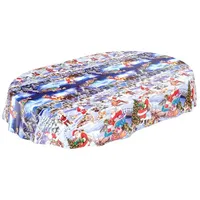ANRO Wachstuchtischdecke Wachstuch Wachstischdecke Tischdecke Weihnachten Rot Weihnachtsfest Oval