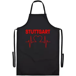 multifanshop Grillschürze - Stuttgart - Herzschlag - Druck rot - Schürze