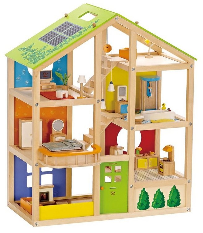 Hape Puppenhaus Holzspielzeug, Vierjahreszeiten, inkl. Puppenmöbel bunt