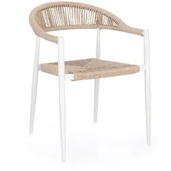 Gartenstuhl Jandia aus Aluminium, Weiß / Beige