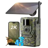 Xega 4G LTE Wildkamera mit Handyübertragung App & Bewegungsmelder, 2K Solar Überwachungskamera Aussen mit SIM Karte 7800mAh Akku,No-Glow-Nachtsicht 20m,Alarm-Push in Echtzeit,GPS,PIR AI Erkennung