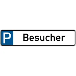 Parkplatzkennzeichen, P-Besucher, 113x523mm, Alu geprägt - 523x113x0.45 mm Aluminium geprägt
