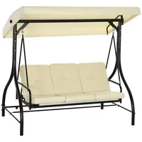 Outsunny Hollywoodschaukel Beige Metall, 117x175x195 cm, Gartenmöbel, Hollywoodschaukeln