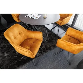 Riess-Ambiente Stuhl LOFT senfgelb Samt drehbar Metallgestell schwarz mit Armlehne