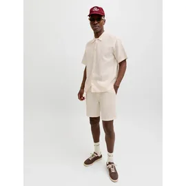 JACK & JONES "JPSTJAIDEN WAVY JOGGER SHORTS REG SN", Herren, Gr. S, N-Gr, cloud dancer, Web, Obermaterial: 100% Baumwolle, unifarben, relaxed fit kniefrei, Hosen Shorts, Baumwolle, locker geschnitten