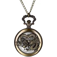 Avaner Taschenuhr mit Kette Drachen Analoge Quarz Taschenuhr mit Arabische Ziffern Pocket Watch für Frauen Männer