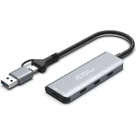 MicroConnect USB 3.2 GEN1 Dual Port (4 Ports), Dockingstation - USB Hub, Silber,